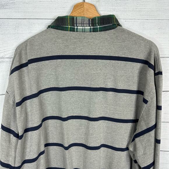 Polo Ralph Lauren Mens size XL VTG Striped Plaid Collar Rugby Sweater Pullover - Picture 8 of 9